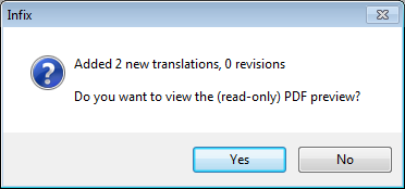 Infix Review dialogue box