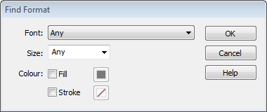 Infix Find Text Format dialogue box