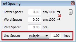 Infix Text Spacing Line Space Dialogue Box