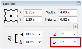 Infix Transform Sheer Options